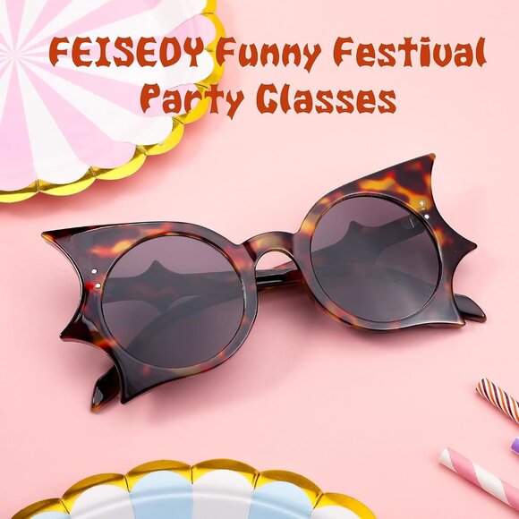 Women Men Funny Sunglasses, Butterfly Shaped for Halloween and Party B4142 - Picture 6 of 7